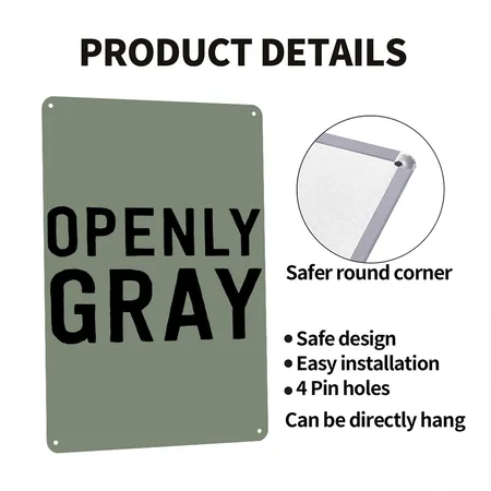 Openly Gray Heather Military Green Metal Poster Wall Art Decor Sign