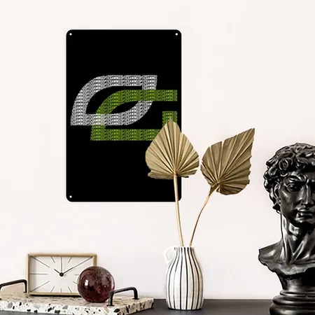 Optic Gaming Logo White Spell Out Mp Black Metal Poster Wall Art Decor Sign