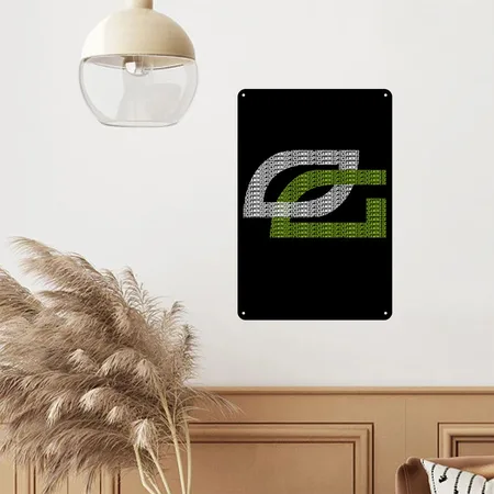 Optic Gaming Logo White Spell Out Mp Black Metal Poster Wall Art Decor Sign