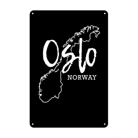Oslo, Norway, Gift, Gift Idea Black/white Metal Poster Wall Art Decor Sign