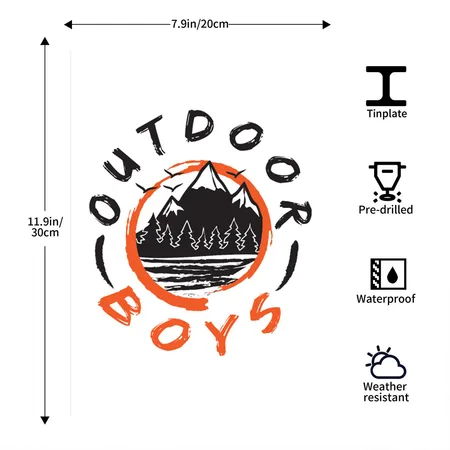 Outdoor Boys Logo White/black Metal Poster Wall Art Decor Sign