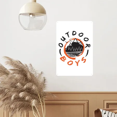 Outdoor Boys Logo White/black Metal Poster Wall Art Decor Sign