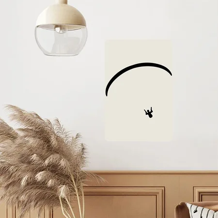 Paragliding Heather Oatmeal Metal Poster Wall Art Decor Sign
