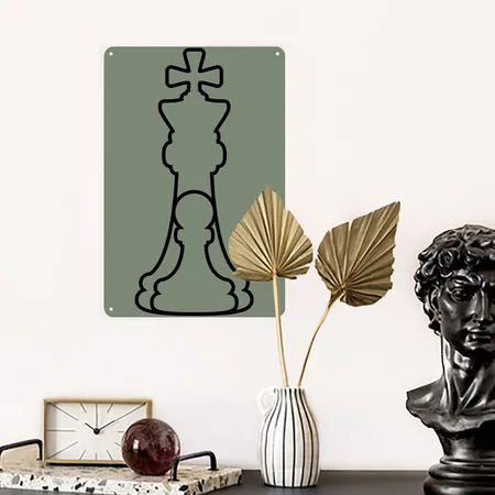 Pawn And King Heather Military Green Metal Poster Wall Art Decor Sign