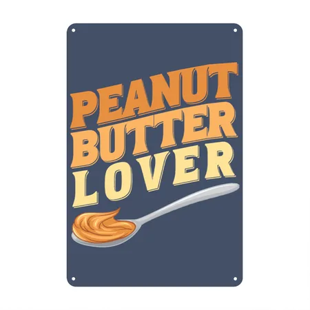 Peanut Butter Lover Heather Navy Metal Poster Wall Art Decor Sign