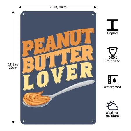 Peanut Butter Lover Heather Navy Metal Poster Wall Art Decor Sign