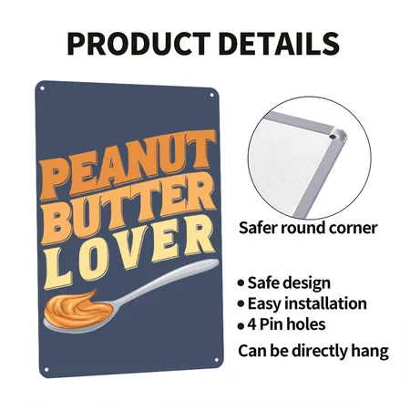 Peanut Butter Lover Heather Navy Metal Poster Wall Art Decor Sign
