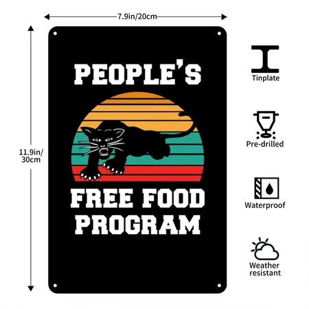 People's Free Food Program Black Metal Poster Wall Art Decor Sign