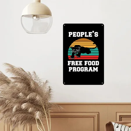 People's Free Food Program Black Metal Poster Wall Art Decor Sign