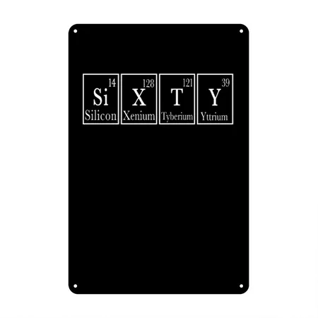 Periodic Table 1959 Funny 60th Birthday Gift Idea Black Metal Poster Wall Art Decor Sign