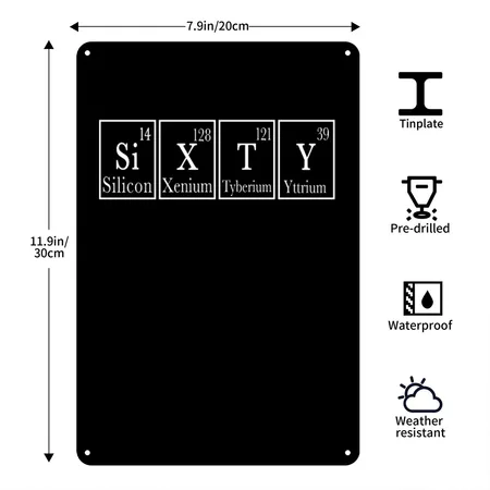 Periodic Table 1959 Funny 60th Birthday Gift Idea Black Metal Poster Wall Art Decor Sign