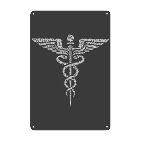 Pharmacist Caduceus Heather Black Metal Poster Wall Art Decor Sign