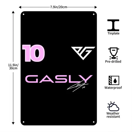 Pierre Gasly 2023 Custom Signed Black Metal Poster Wall Art Decor Sign