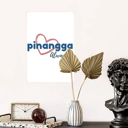 Pinangga Bisdak White/cobalt Blue Metal Poster Wall Art Decor Sign