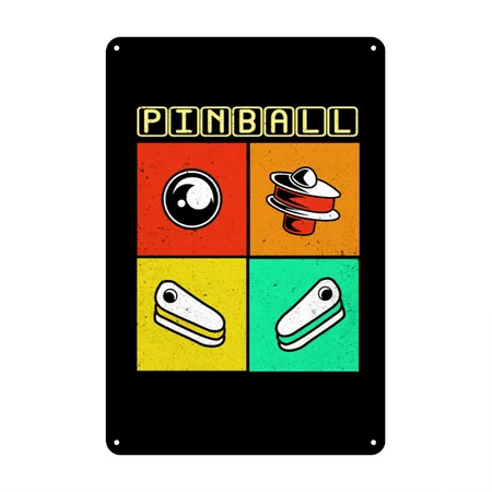 Pinball Black Metal Poster Wall Art Decor Sign