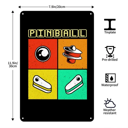 Pinball Black Metal Poster Wall Art Decor Sign