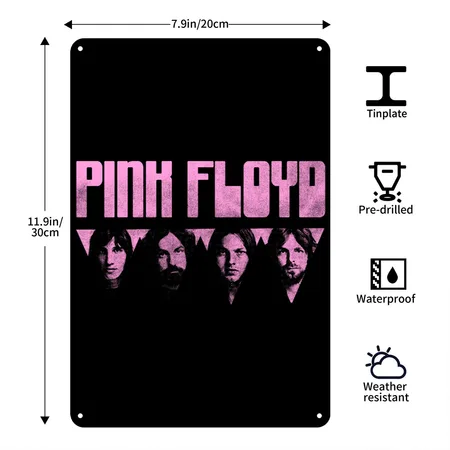 Pink Floyd Logo Pink Black Metal Poster Wall Art Decor Sign