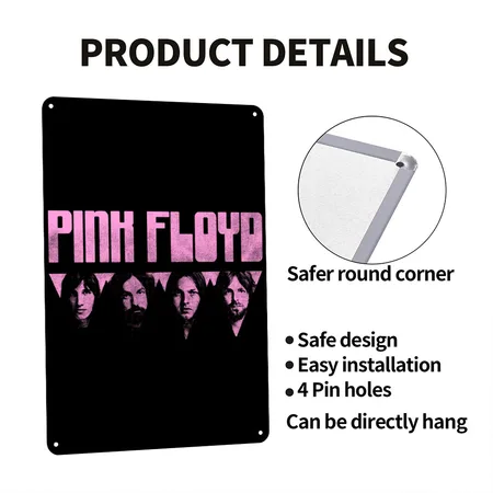 Pink Floyd Logo Pink Black Metal Poster Wall Art Decor Sign
