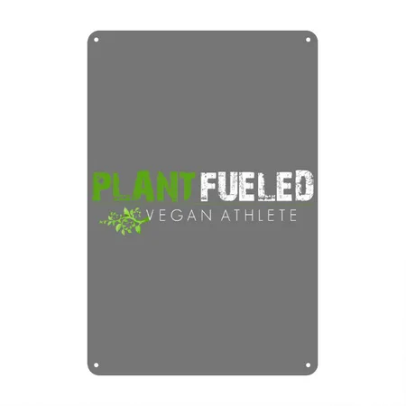 Plant Fueled Vegan Athlete Charcoal Metal Poster Wall Art Decor Sign