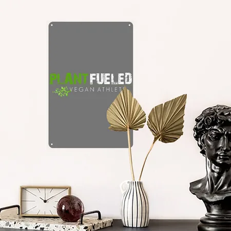Plant Fueled Vegan Athlete Charcoal Metal Poster Wall Art Decor Sign