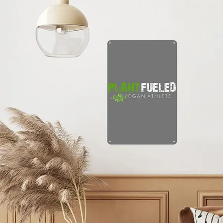 Plant Fueled Vegan Athlete Charcoal Metal Poster Wall Art Decor Sign