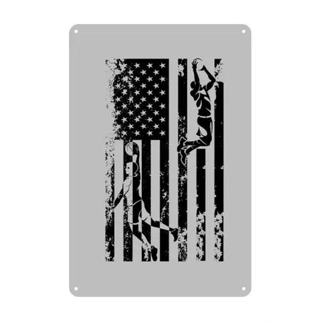 Player Basketball Heather Grey Metal Poster Wall Art Decor Sign