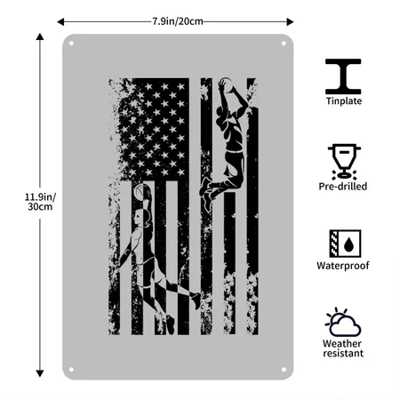 Player Basketball Heather Grey Metal Poster Wall Art Decor Sign