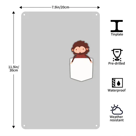 Pocket Tee Cute Sasquatch Heather Gray Metal Poster Wall Art Decor Sign