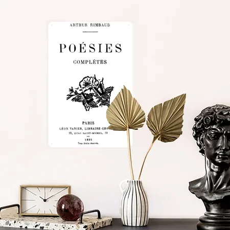 Poesies Arthur Rimbaud White Metal Poster Wall Art Decor Sign