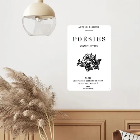 Poesies Arthur Rimbaud White Metal Poster Wall Art Decor Sign