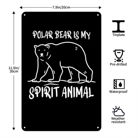 Polar Bear Gift : Polar Bear Is My Spirit Animal Black Metal Poster Wall Art Decor Sign