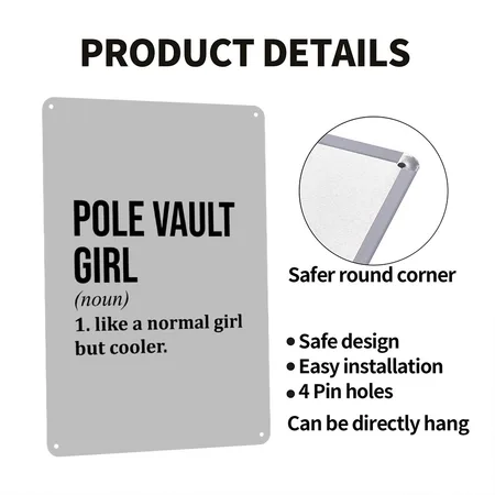 Pole Vault Pole Vault Pole Vault Heather Grey Metal Poster Wall Art Decor Sign