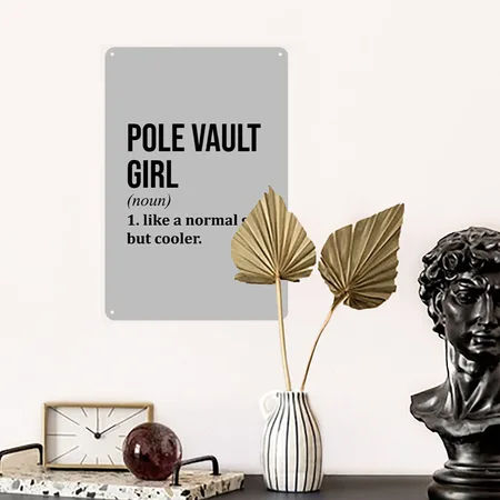 Pole Vault Pole Vault Pole Vault Heather Grey Metal Poster Wall Art Decor Sign