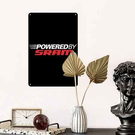 POWERED BY SRAM Black/white Metal Poster Wall Art Decor Sign