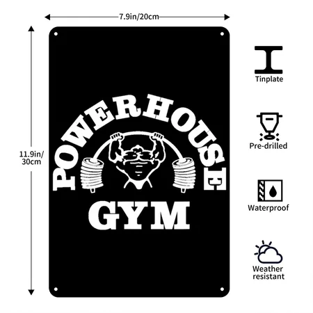 Powerhouse 2021 Gym Black Metal Poster Wall Art Decor Sign