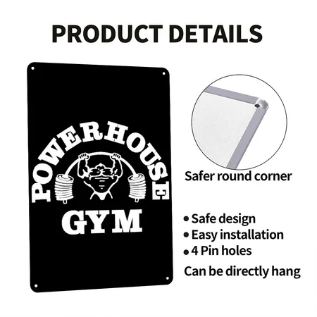 Powerhouse 2021 Gym Black Metal Poster Wall Art Decor Sign