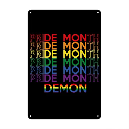 Pride Month Demon Black Metal Poster Wall Art Decor Sign