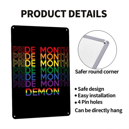 Pride Month Demon Black Metal Poster Wall Art Decor Sign