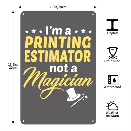 Printing Estimator Charcoal Grey Metal Poster Wall Art Decor Sign