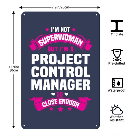 Project Control Manager Navy Metal Poster Wall Art Decor Sign