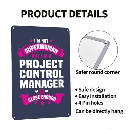 Project Control Manager Navy Metal Poster Wall Art Decor Sign