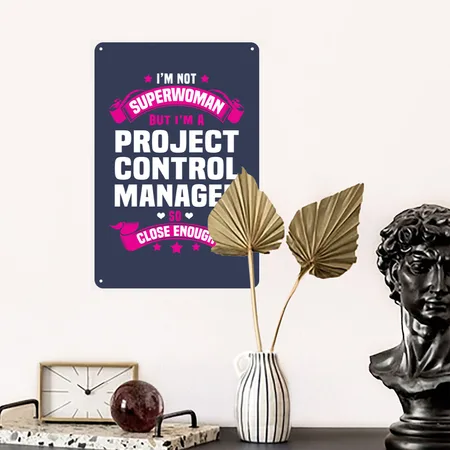 Project Control Manager Navy Metal Poster Wall Art Decor Sign