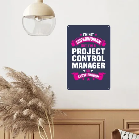 Project Control Manager Navy Metal Poster Wall Art Decor Sign
