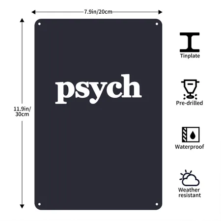 Psych Navy Metal Poster Wall Art Decor Sign