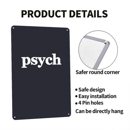 Psych Navy Metal Poster Wall Art Decor Sign