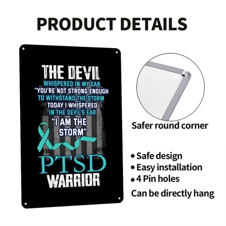 PTSD Awareness Month - PTSD Warrior I Am The Storm Black Metal Poster Wall Art Decor Sign