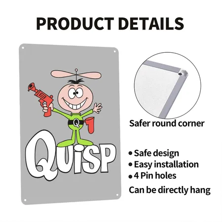 Quisp (original Logo) Heather Gray/white Metal Poster Wall Art Decor Sign