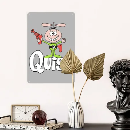 Quisp (original Logo) Heather Gray/white Metal Poster Wall Art Decor Sign