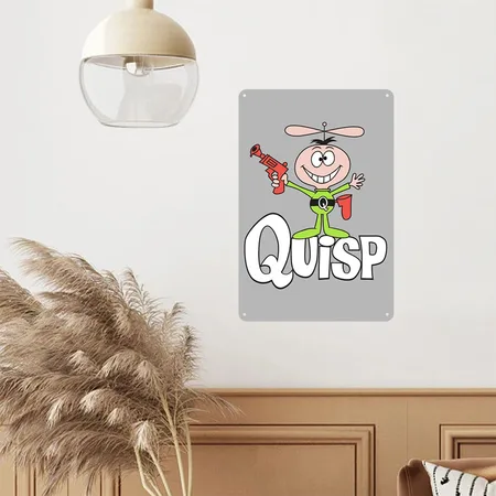 Quisp (original Logo) Heather Gray/white Metal Poster Wall Art Decor Sign