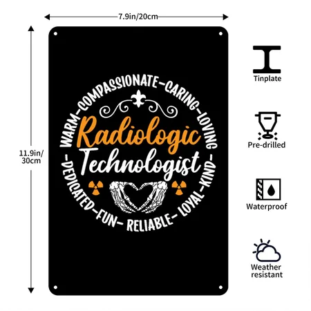 Radiology Tech Radiologic Technologist Nurse Xray Black Metal Poster Wall Art Decor Sign